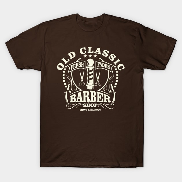 Old Classic Fresh Fades Barber Shop T-Shirt by JakeRhodes